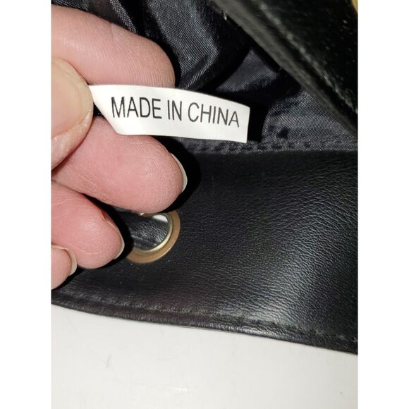 A Genuine Leather Backpack School Hiking Knapsack Black Adjustable As-Is - Picture 14 of 14